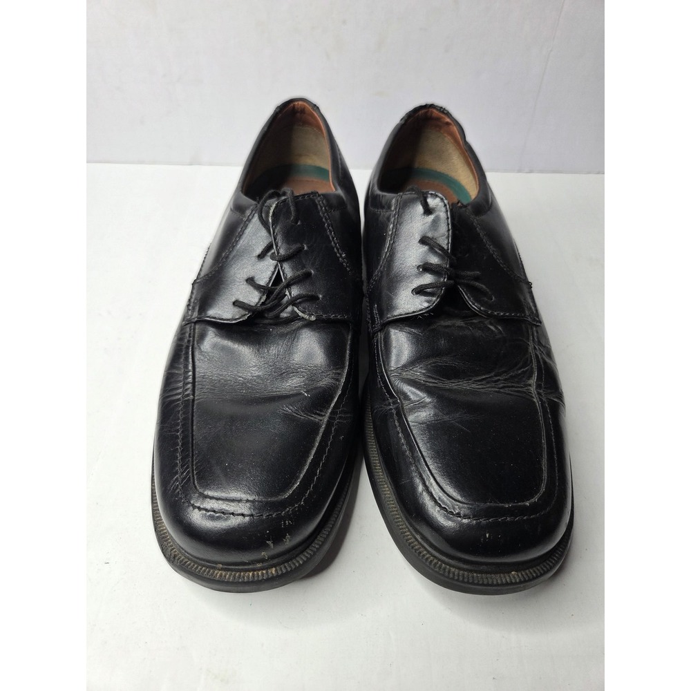 George Mens‎ Black Faux Leather Square Toe Derby Dress Shoes Size 9.5 5410